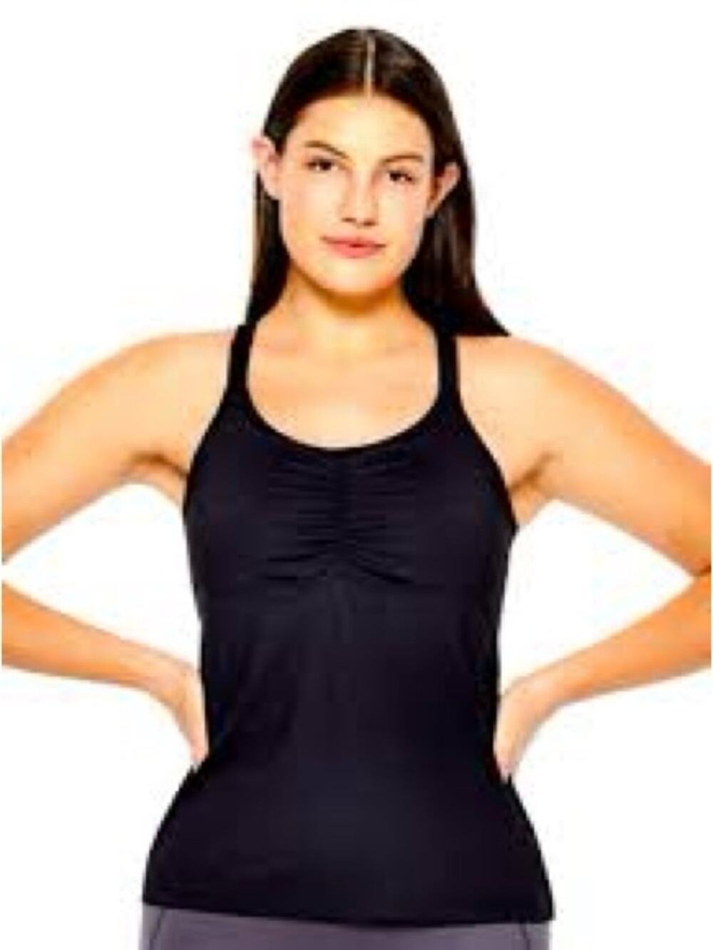 NWOT Ruby Ribbon Sport Demi Tank Black Built-In Bra Shaping Cami Size 32 0138